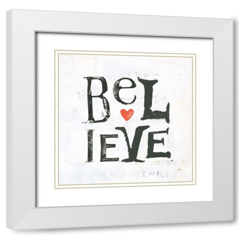 Believe White Modern Wood Framed Art Print with Double Matting by Day, Kellie