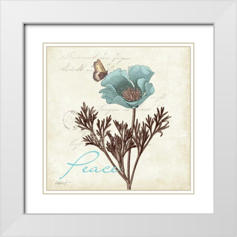Touch of Blue I - Peace White Modern Wood Framed Art Print with Double Matting by Pertiet, Katie