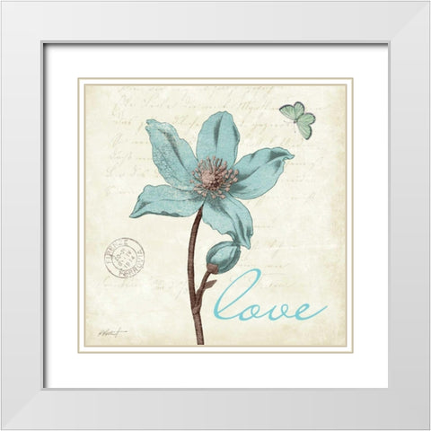 Touch of Blue IV - Love White Modern Wood Framed Art Print with Double Matting by Pertiet, Katie