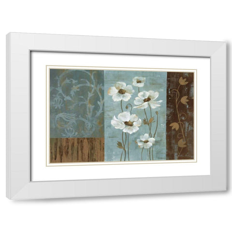 Blue Iridescent Anemones White Modern Wood Framed Art Print with Double Matting by Vassileva, Silvia