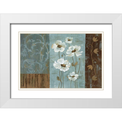 Blue Iridescent Anemones White Modern Wood Framed Art Print with Double Matting by Vassileva, Silvia