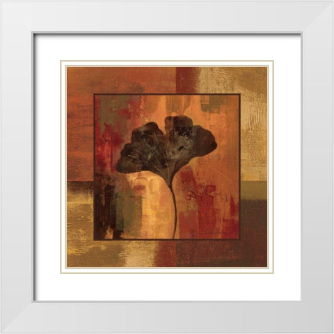 October Leaf II White Modern Wood Framed Art Print with Double Matting by Vassileva, Silvia