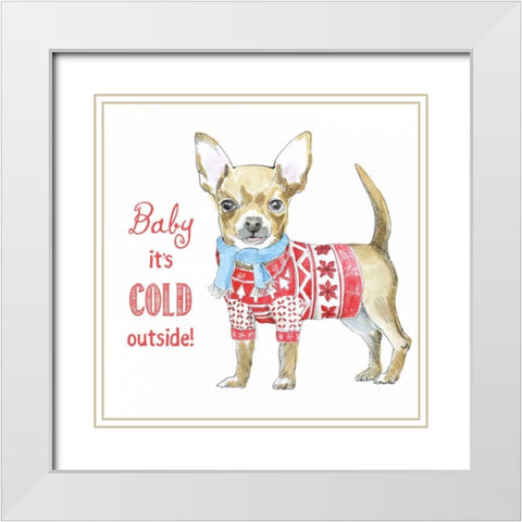 Glamour Pups Christmas I White Modern Wood Framed Art Print with Double Matting by Grove, Beth