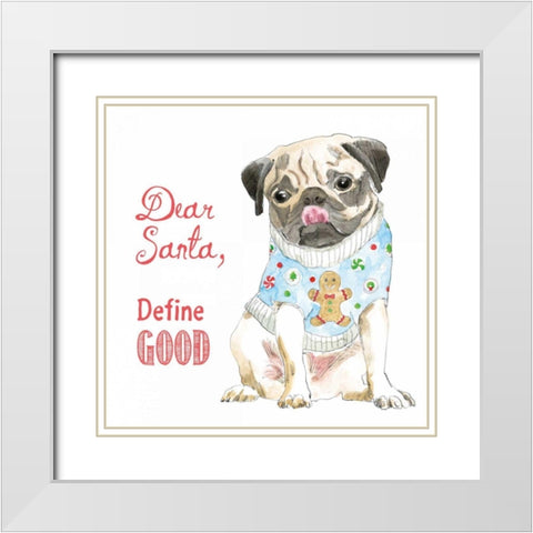 Glamour Pups Christmas IV White Modern Wood Framed Art Print with Double Matting by Grove, Beth