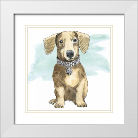 Glamour Pups IX White Modern Wood Framed Art Print with Double Matting by Grove, Beth