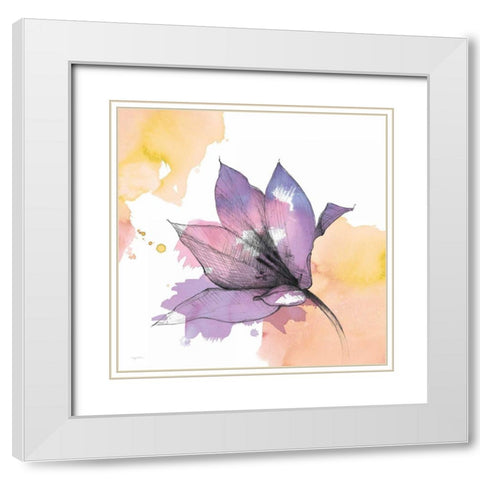 Watercolor Graphite Flower IX White Modern Wood Framed Art Print with Double Matting by Tillmon, Avery