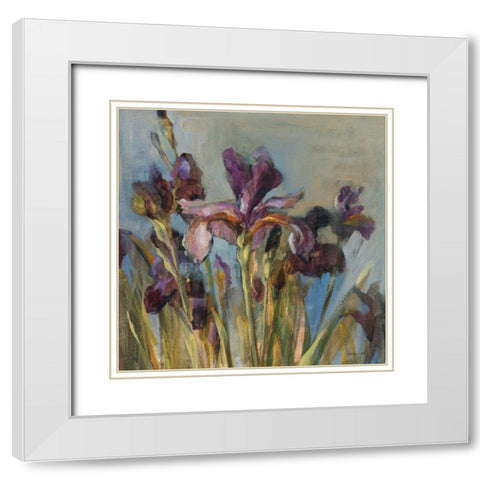 Spring Iris I White Modern Wood Framed Art Print with Double Matting by Nai, Danhui