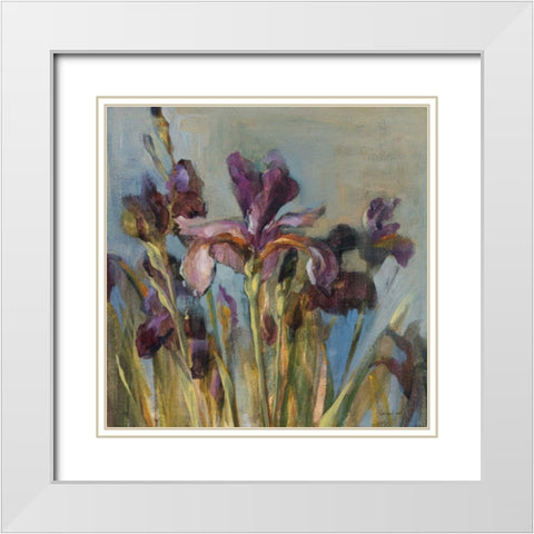 Spring Iris I White Modern Wood Framed Art Print with Double Matting by Nai, Danhui