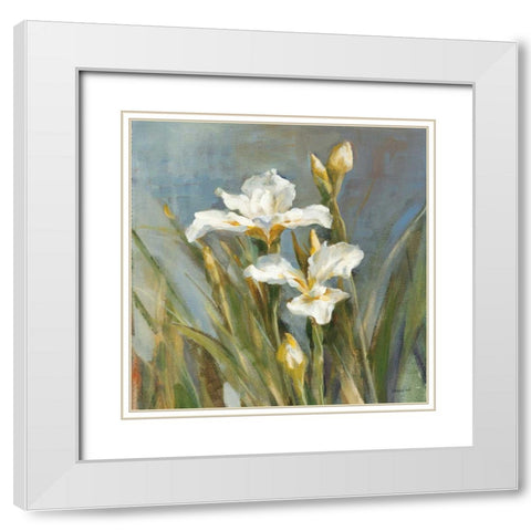 Spring Iris II White Modern Wood Framed Art Print with Double Matting by Nai, Danhui