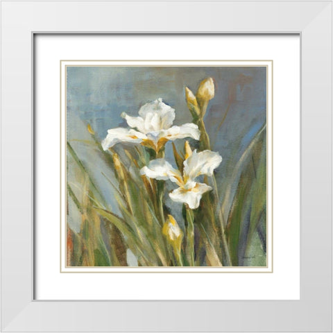 Spring Iris II White Modern Wood Framed Art Print with Double Matting by Nai, Danhui