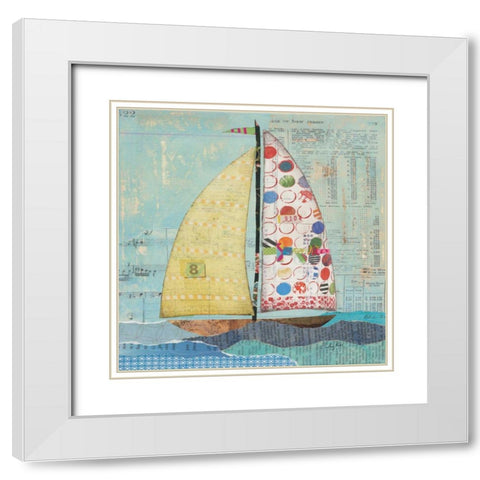 At the Regatta I Sail Sq White Modern Wood Framed Art Print with Double Matting by Prahl, Courtney