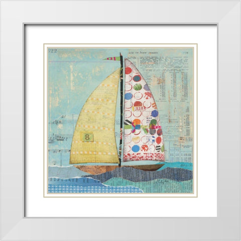 At the Regatta I Sail Sq White Modern Wood Framed Art Print with Double Matting by Prahl, Courtney