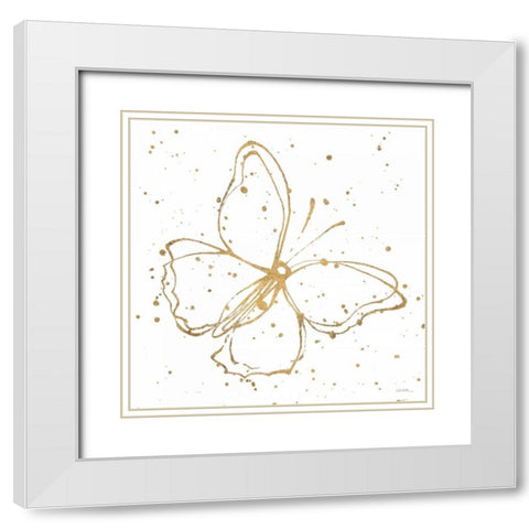 Golden Wings I White Modern Wood Framed Art Print with Double Matting by Novak, Shirley