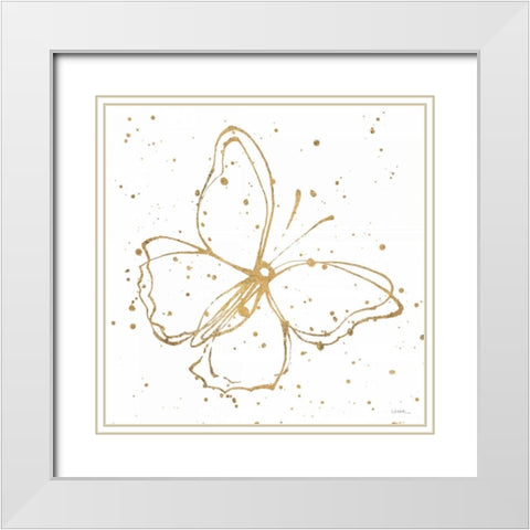 Golden Wings I White Modern Wood Framed Art Print with Double Matting by Novak, Shirley