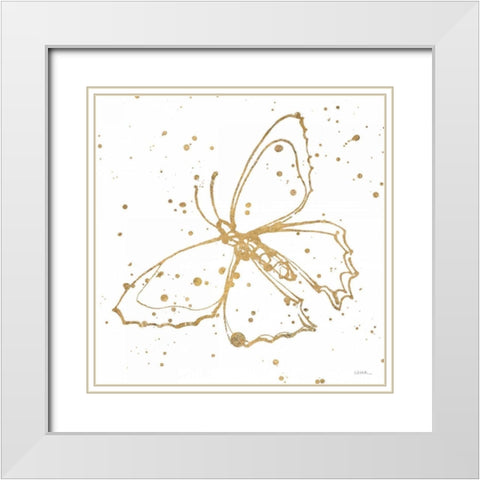 Golden Wings II White Modern Wood Framed Art Print with Double Matting by Novak, Shirley