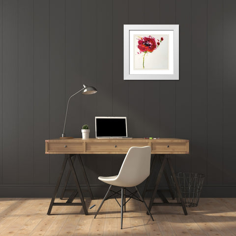 Poppy Master on White White Modern Wood Framed Art Print with Double Matting by Griggs, Jan