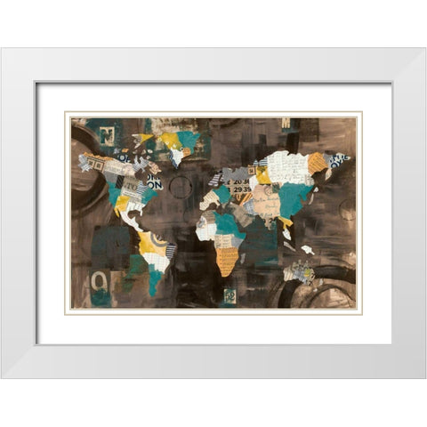Golden World on Brown White Modern Wood Framed Art Print with Double Matting by Prahl, Courtney