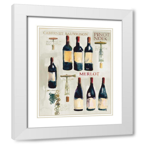 Red Wine Collage on White White Modern Wood Framed Art Print with Double Matting by Clark, Michael
