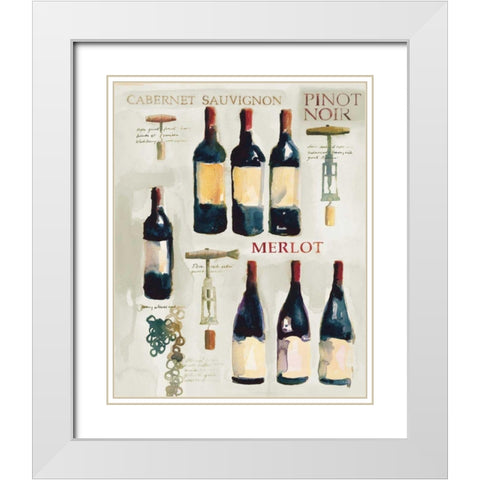 Red Wine Collage on White White Modern Wood Framed Art Print with Double Matting by Clark, Michael