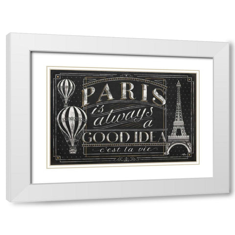 Vive Paris I White Modern Wood Framed Art Print with Double Matting by Penner, Janelle