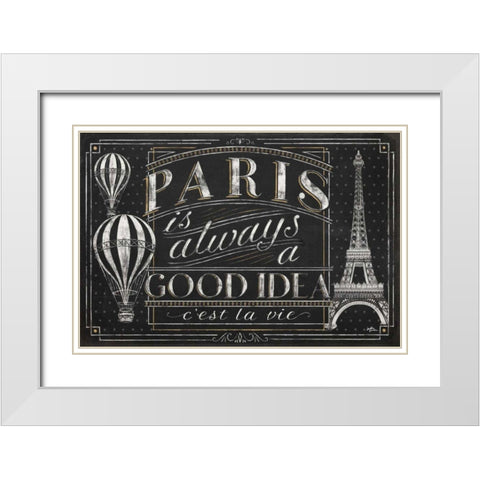 Vive Paris I White Modern Wood Framed Art Print with Double Matting by Penner, Janelle