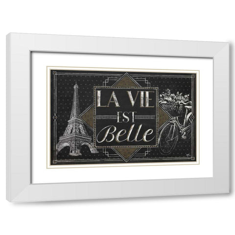 Vive Paris II White Modern Wood Framed Art Print with Double Matting by Penner, Janelle