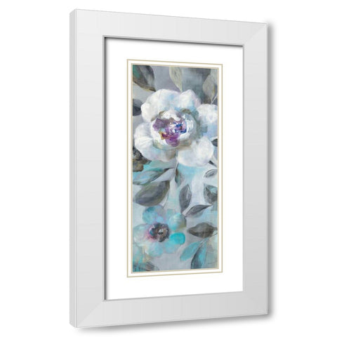 Twilight Flowers II White Modern Wood Framed Art Print with Double Matting by Nai, Danhui