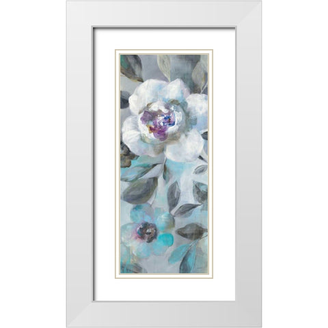 Twilight Flowers II White Modern Wood Framed Art Print with Double Matting by Nai, Danhui