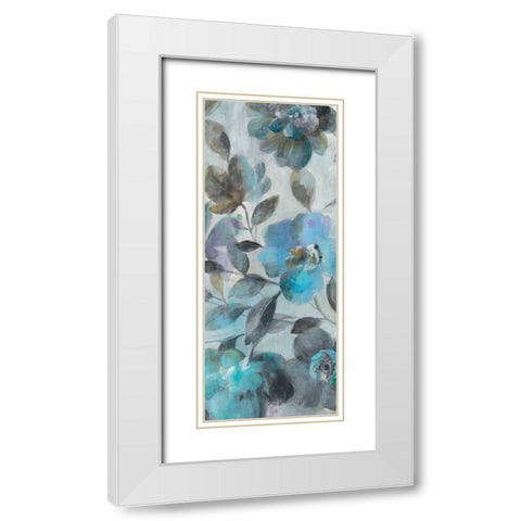 Twilight Flowers III White Modern Wood Framed Art Print with Double Matting by Nai, Danhui