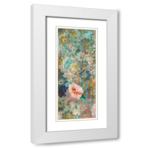 Flower Shower II White Modern Wood Framed Art Print with Double Matting by Nai, Danhui