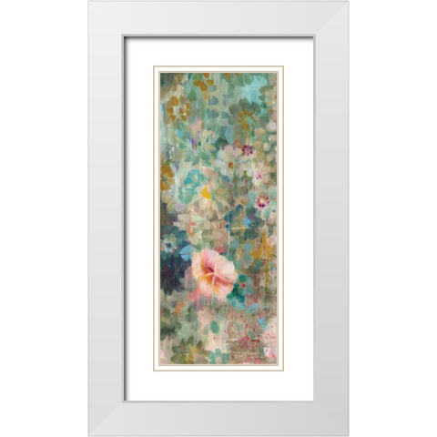 Flower Shower II White Modern Wood Framed Art Print with Double Matting by Nai, Danhui