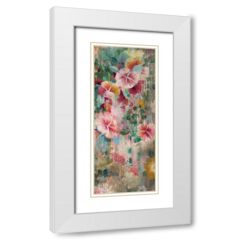 Flower Shower III White Modern Wood Framed Art Print with Double Matting by Nai, Danhui