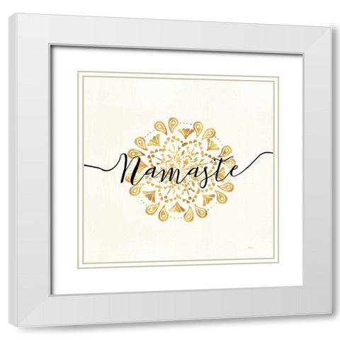 Namaste I White Modern Wood Framed Art Print with Double Matting by Charron, Veronique