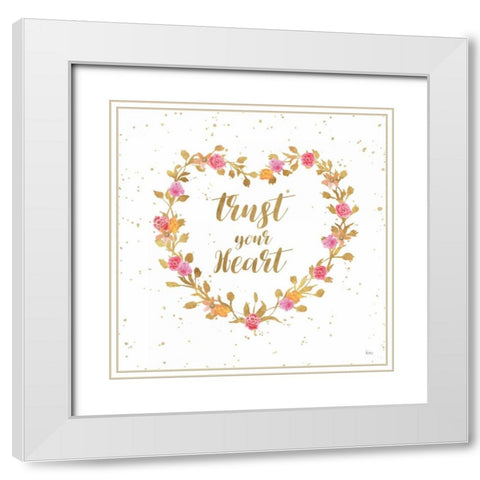 Say it Simply II White Modern Wood Framed Art Print with Double Matting by Charron, Veronique