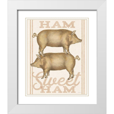 Ham Sweet Ham White Modern Wood Framed Art Print with Double Matting by Schlabach, Sue