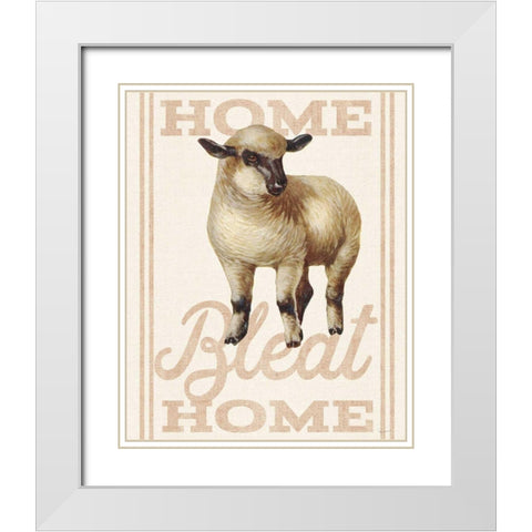 Home Bleat Home White Modern Wood Framed Art Print with Double Matting by Schlabach, Sue