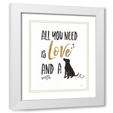 Pet Love II White Modern Wood Framed Art Print with Double Matting by Charron, Veronique