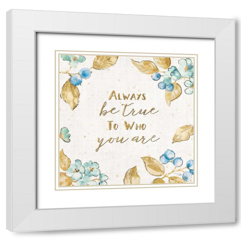 Blue Blossom IV White Modern Wood Framed Art Print with Double Matting by Pela