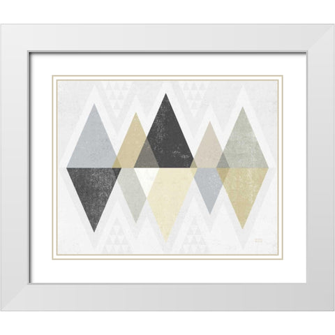 Mod Triangles II Archroma White Modern Wood Framed Art Print with Double Matting by Mullan, Michael