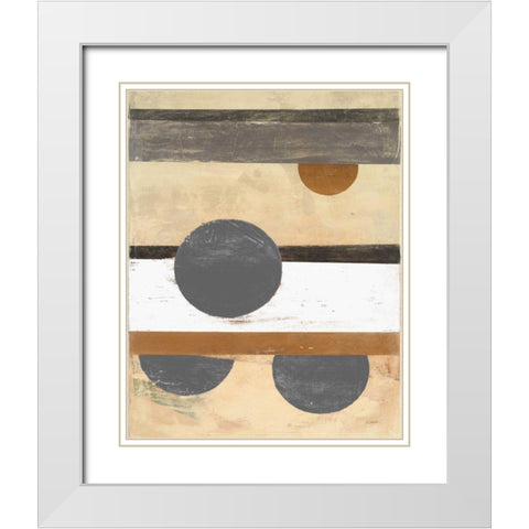 Stripes and Circles Neutral White Modern Wood Framed Art Print with Double Matting by Schick, Mike
