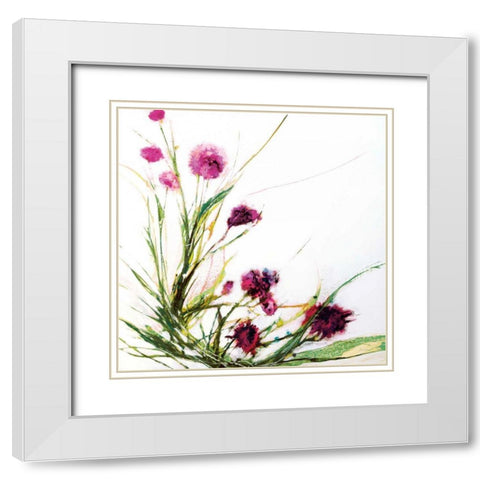 Flowers in the Wind on White White Modern Wood Framed Art Print with Double Matting by Griggs, Jan