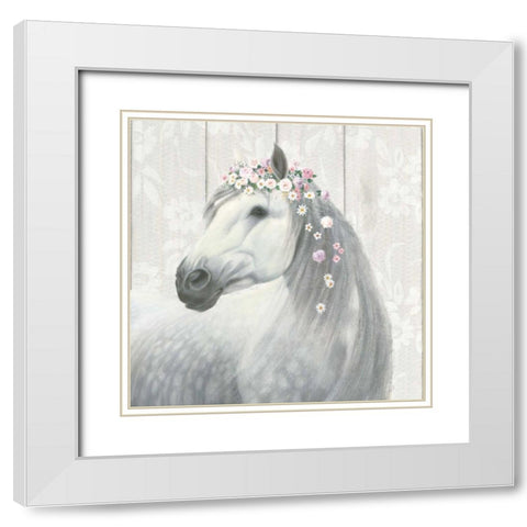 Spirit Stallion II on wood Square White Modern Wood Framed Art Print with Double Matting by Wiens, James