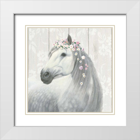 Spirit Stallion II on wood Square White Modern Wood Framed Art Print with Double Matting by Wiens, James