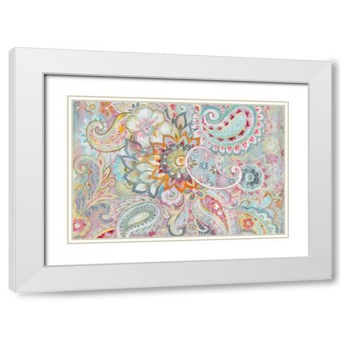 Boho Japonais Crop White Modern Wood Framed Art Print with Double Matting by Nai, Danhui