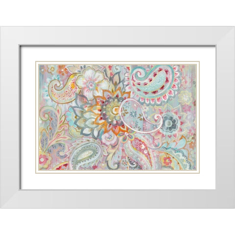 Boho Japonais Crop White Modern Wood Framed Art Print with Double Matting by Nai, Danhui