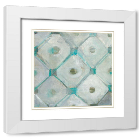 Tile Element I White Modern Wood Framed Art Print with Double Matting by Nai, Danhui