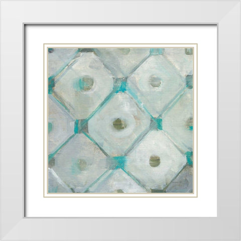 Tile Element I White Modern Wood Framed Art Print with Double Matting by Nai, Danhui