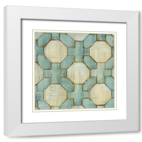 Tile Element V White Modern Wood Framed Art Print with Double Matting by Nai, Danhui