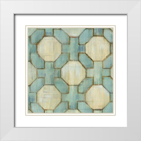 Tile Element V White Modern Wood Framed Art Print with Double Matting by Nai, Danhui