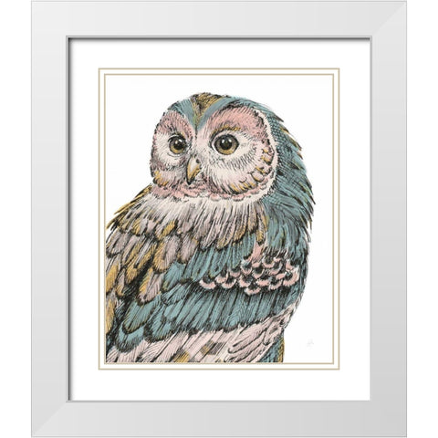 Beautiful Owls I Pastel White Modern Wood Framed Art Print with Double Matting by Brissonnet, Daphne